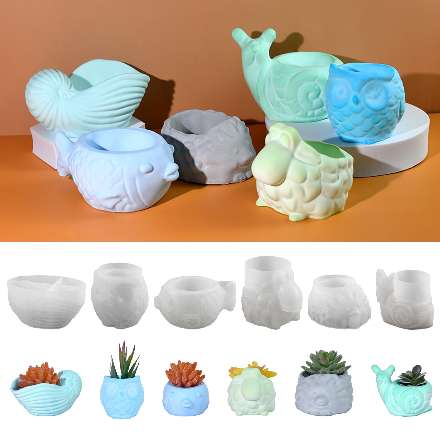 3D Animal Flower Pot Silicone  - огляд і ціна Succulent Set
