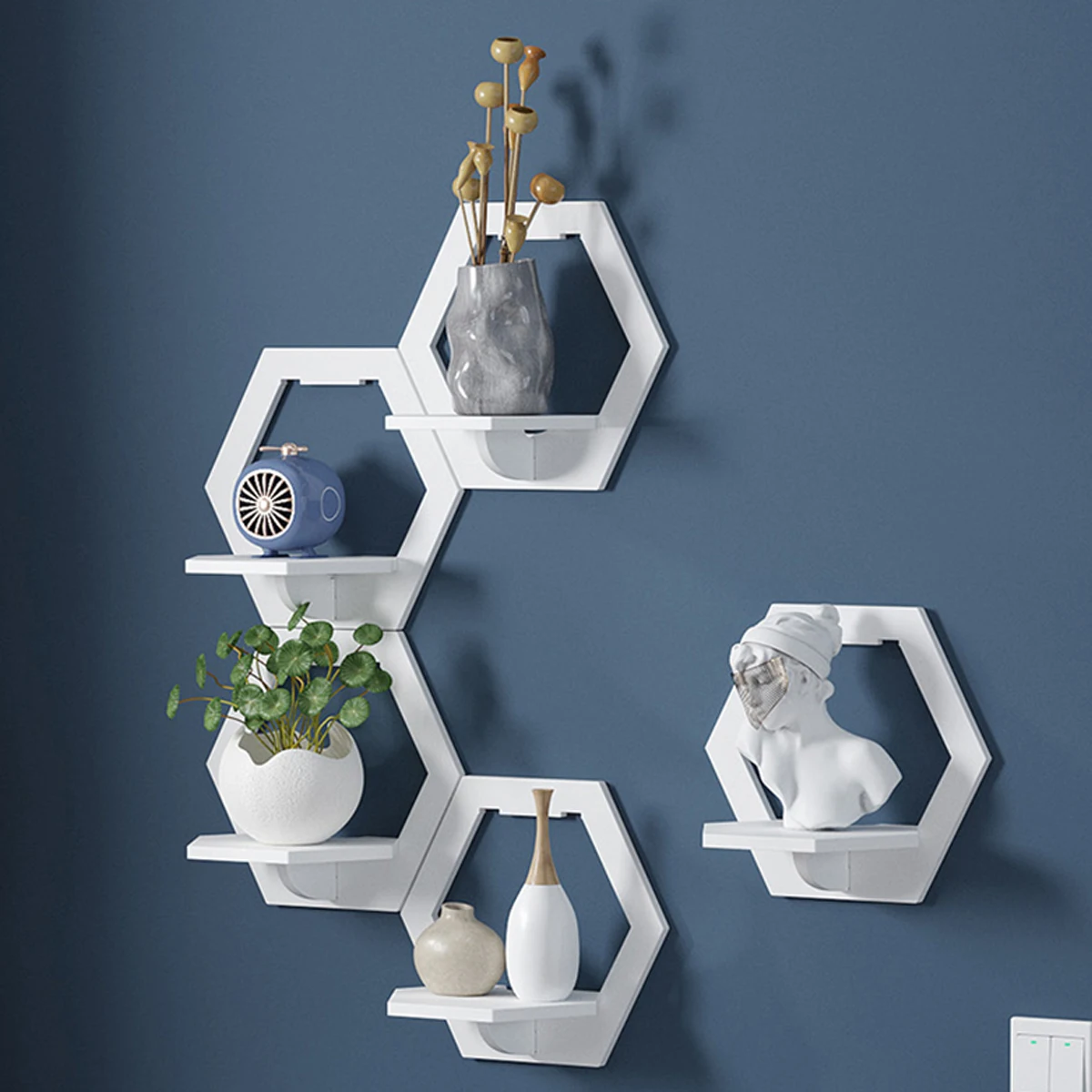 3Pcs Hexagon Wall Shelf Punch  - огляд і ціна Terracotta Pot