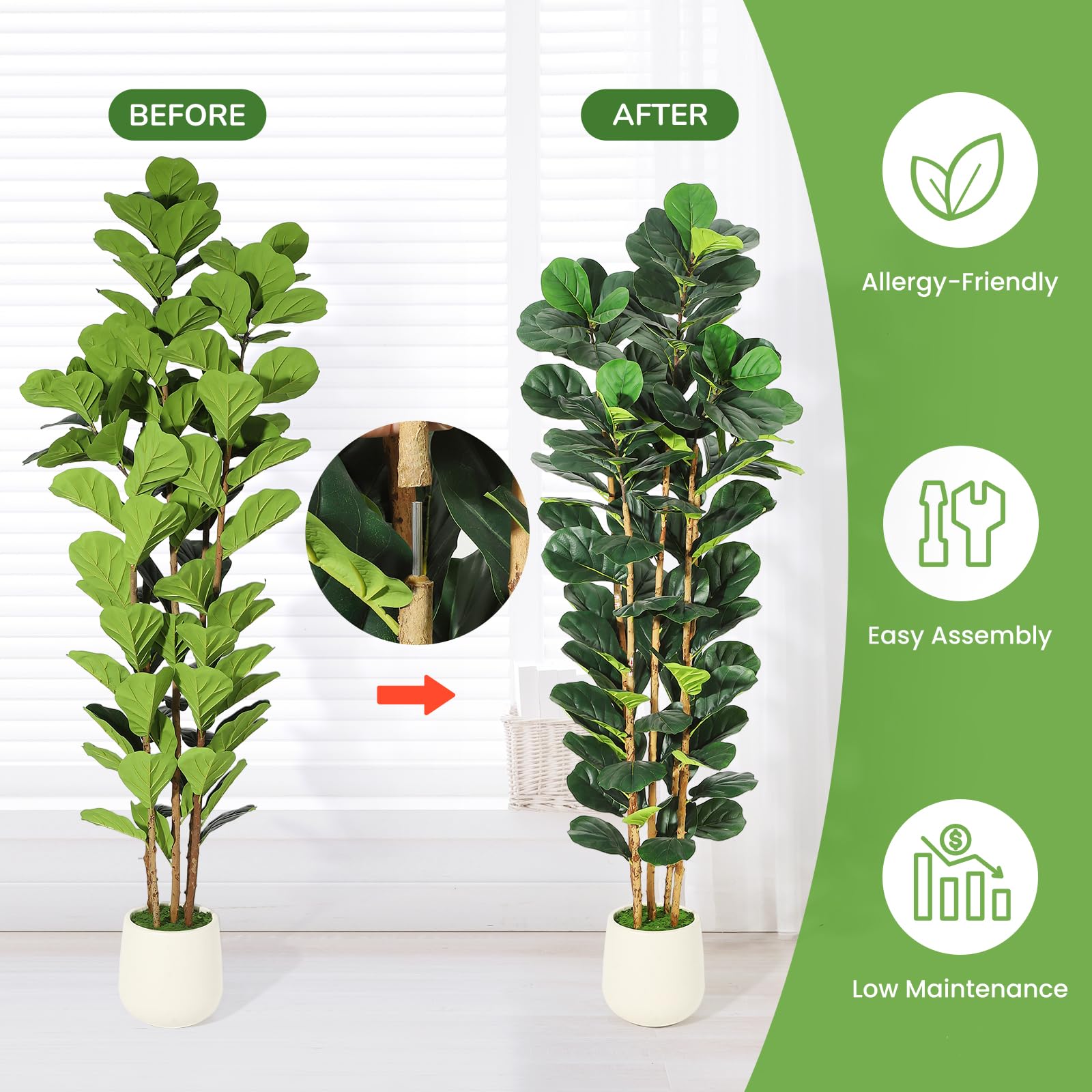 Faux Fiddle Leaf Fig Tree 5/6/ - огляд і ціна Fiddle Leaf Fig
